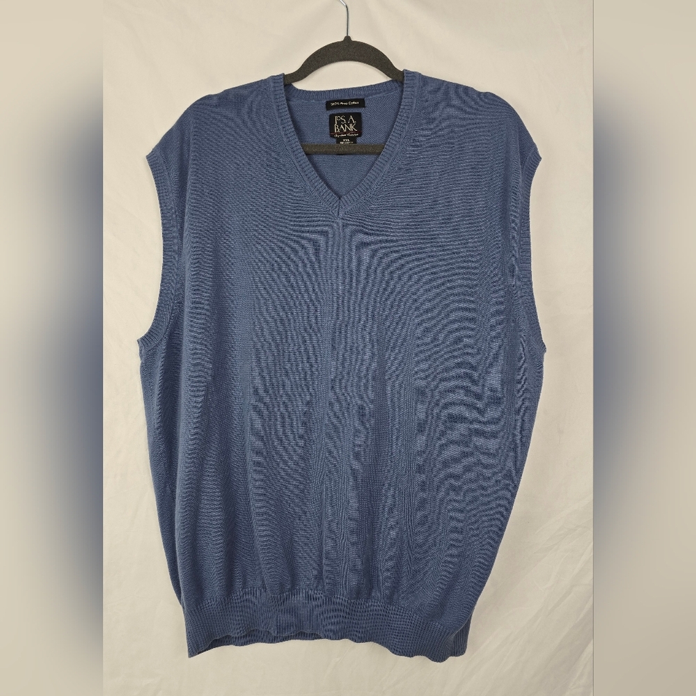 Jos. A. Bank Signature Collection Pima Cotton Preppy Blue V-Neck Vest sz XXL
